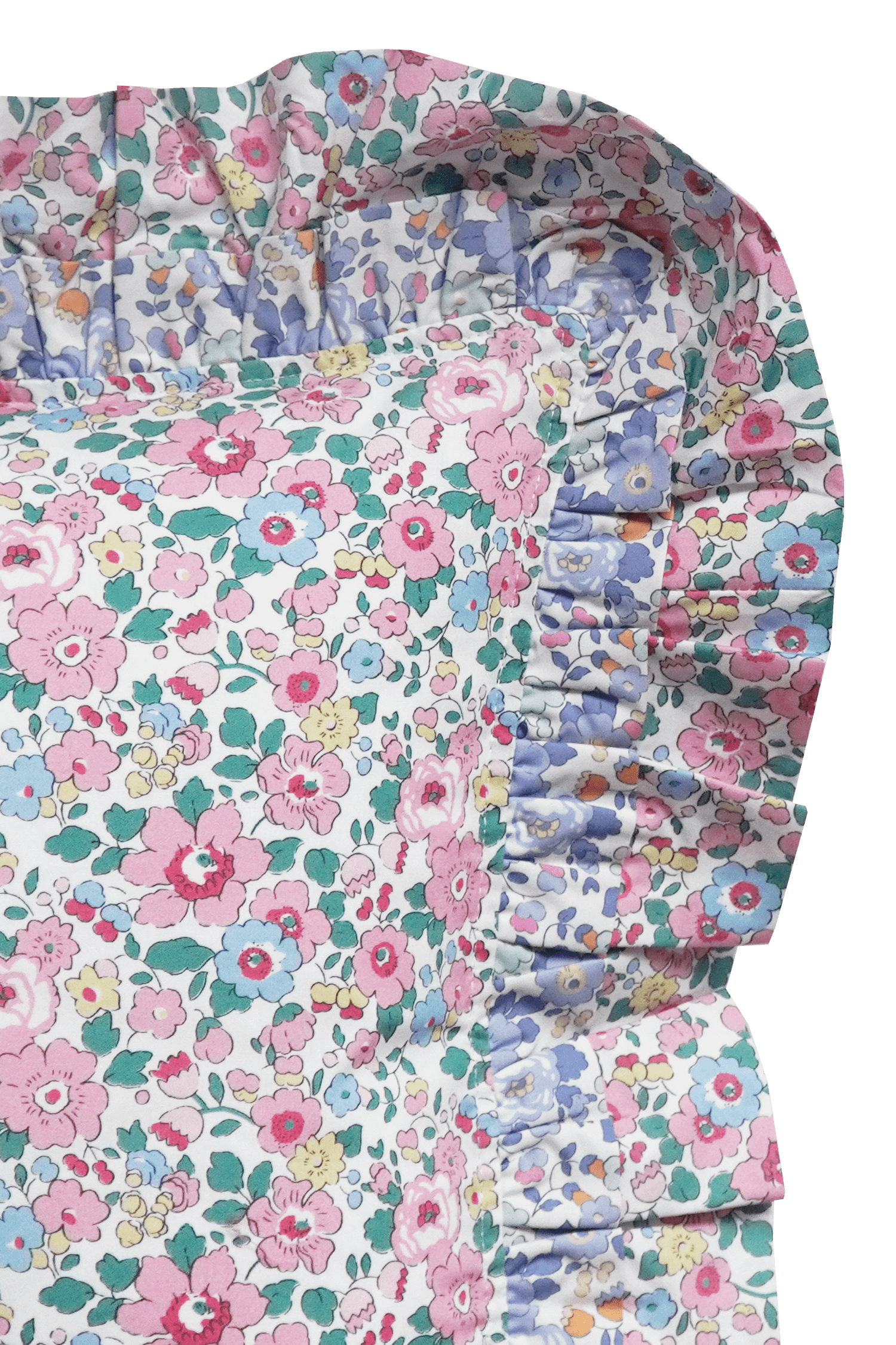 Double Ruffle Cushion made with Liberty Fabric BETSY CANDY FLOSS - Coco & Wolf