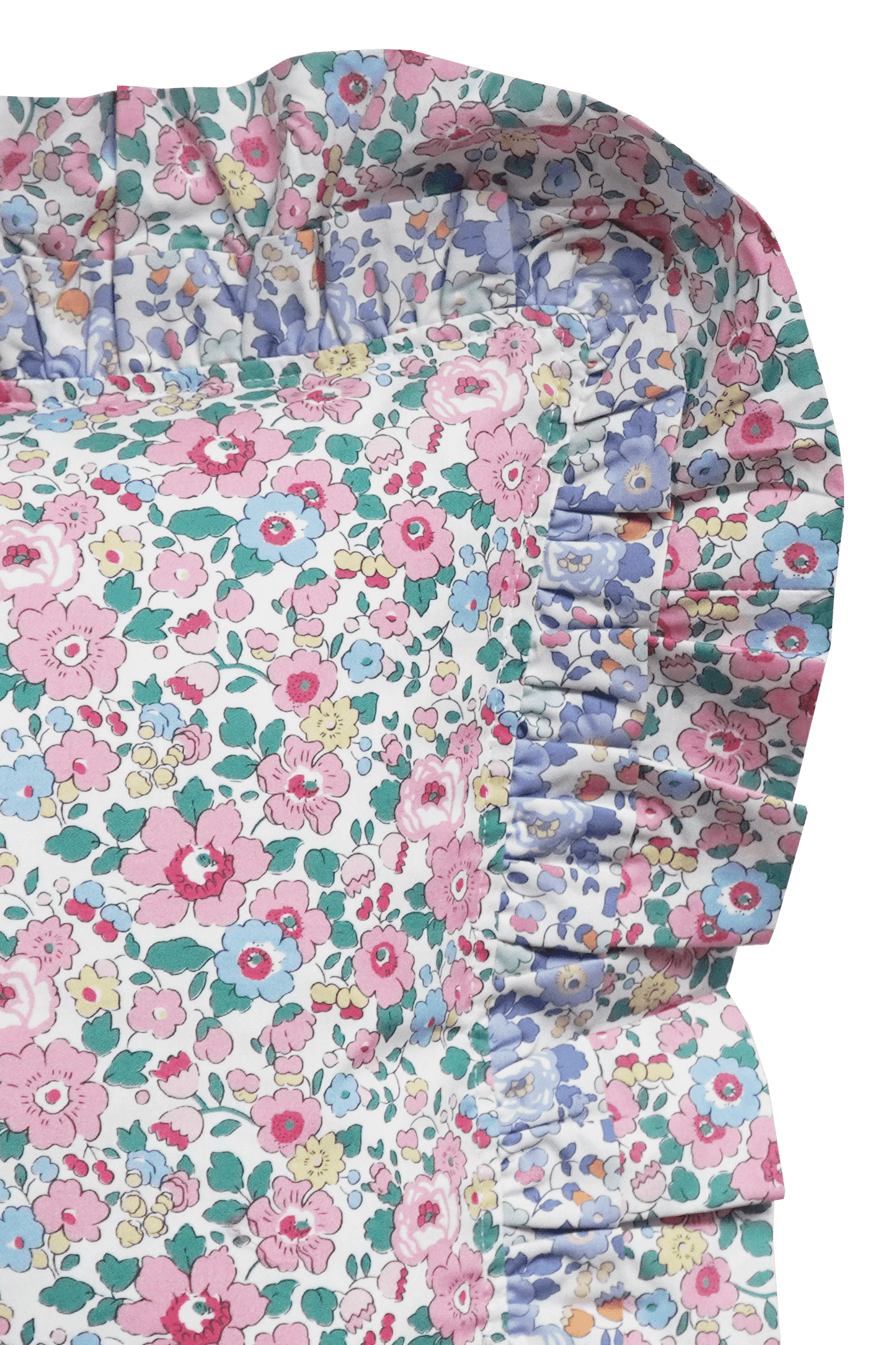 Double Ruffle Cushion made with Liberty Fabric BETSY CANDY FLOSS - Coco & Wolf