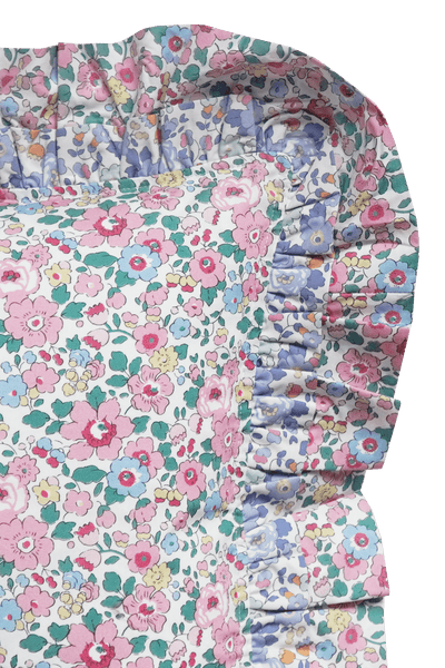 Double Ruffle Cushion made with Liberty Fabric BETSY CANDY FLOSS - Coco & Wolf