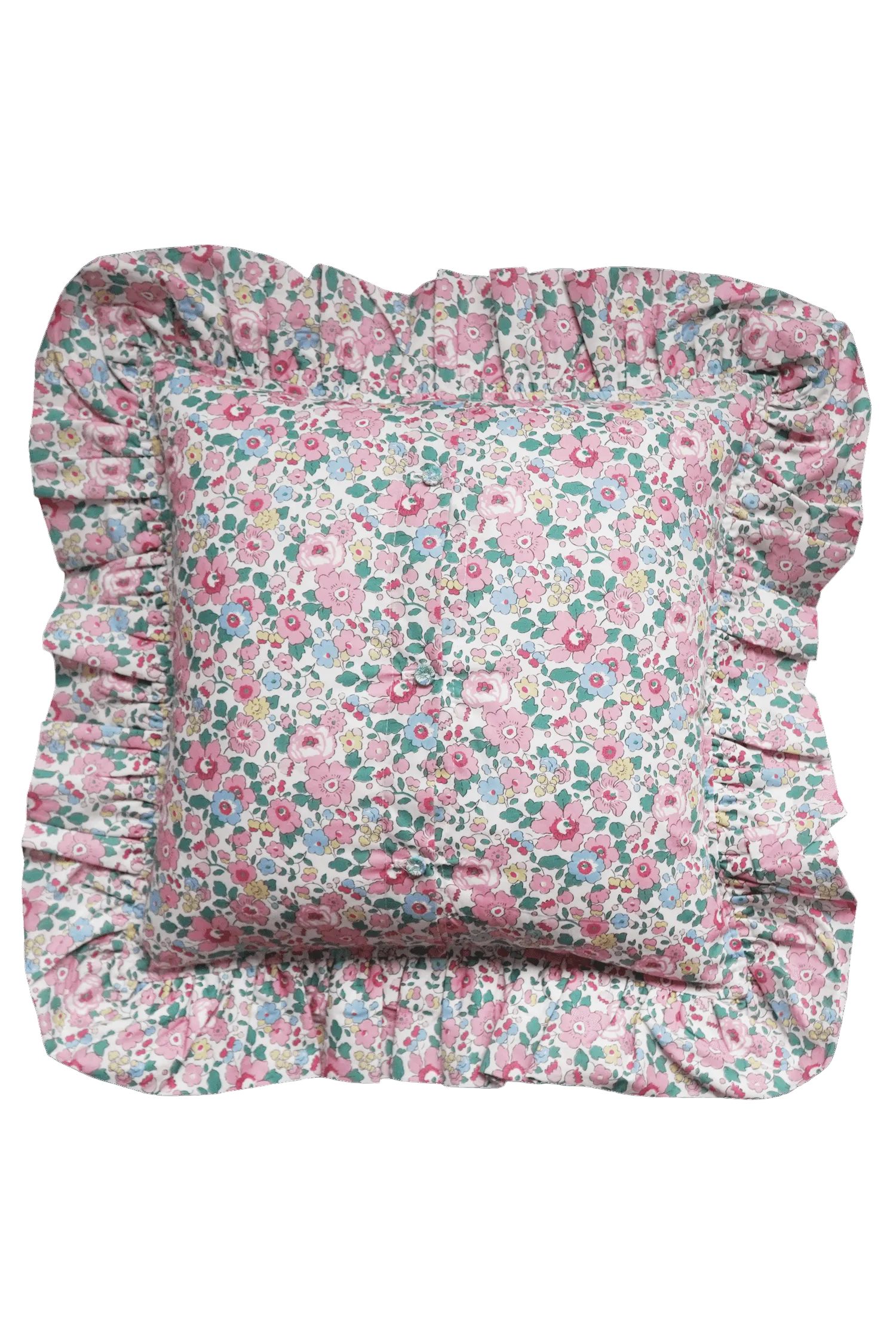 Double Ruffle Cushion made with Liberty Fabric BETSY CANDY FLOSS - Coco & Wolf