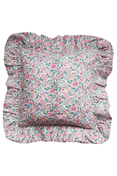 Double Ruffle Cushion made with Liberty Fabric BETSY CANDY FLOSS - Coco & Wolf