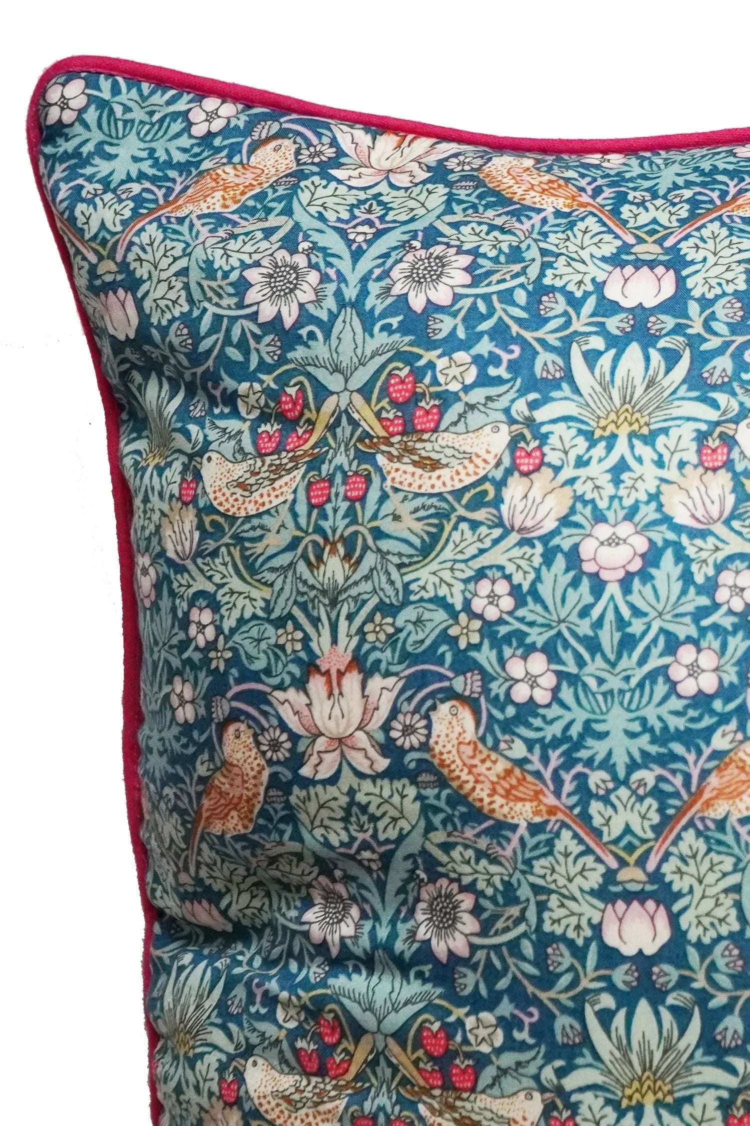Piped Bolster Lumbar Cushion made with Liberty Fabric STRAWBERRY THIEF - Coco & Wolf