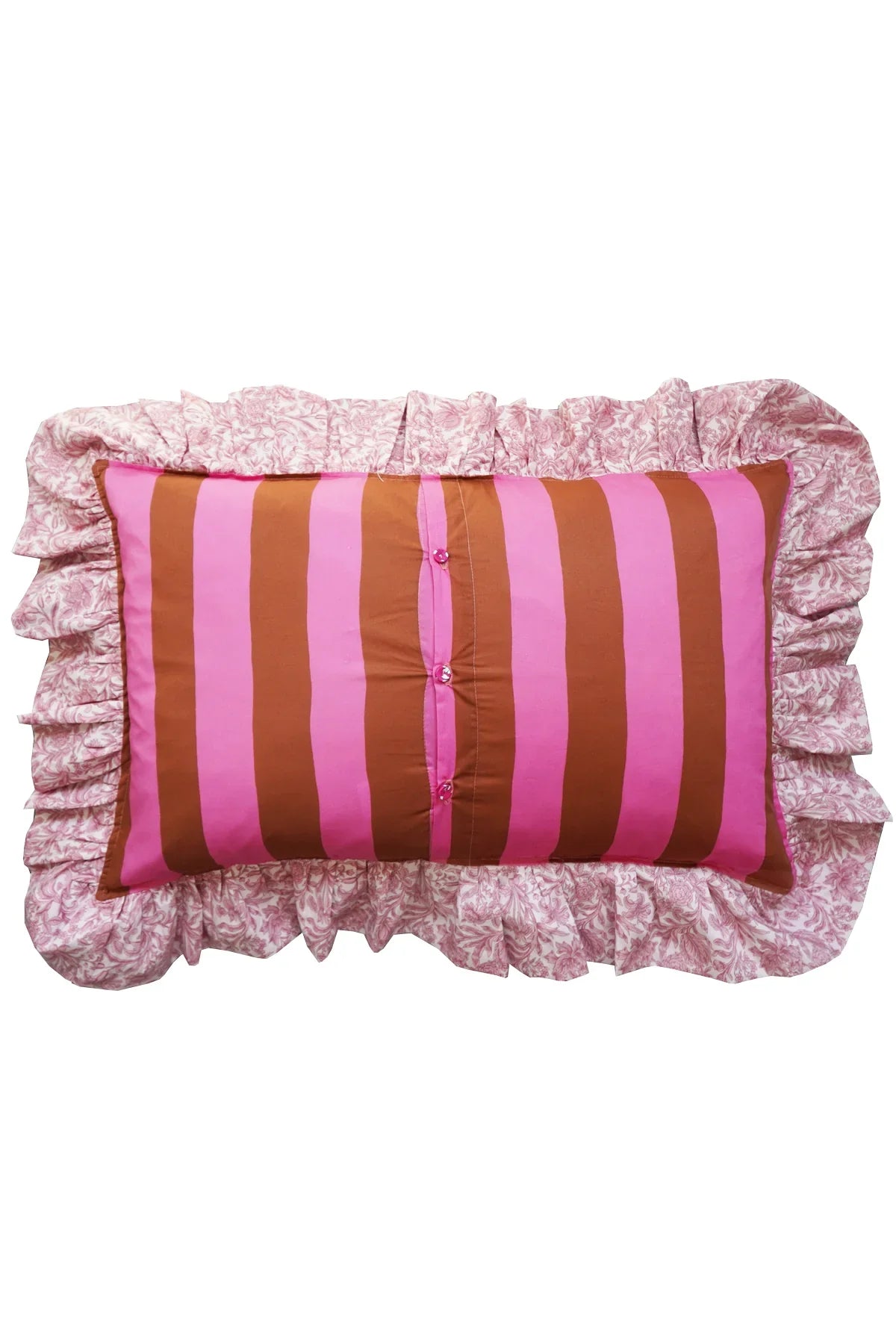 Oblong Ruffle Cushion made with Liberty Fabric VACATION STRIPE & SAMBOURNE - Coco & Wolf