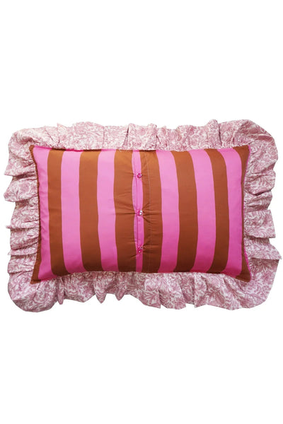 Oblong Ruffle Cushion made with Liberty Fabric VACATION STRIPE & SAMBOURNE - Coco & Wolf