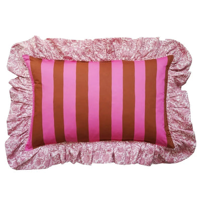 Oblong Ruffle Cushion made with Liberty Fabric VACATION STRIPE & SAMBOURNE - Coco & Wolf