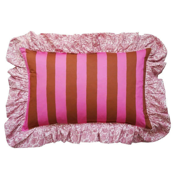 Oblong Ruffle Cushion made with Liberty Fabric VACATION STRIPE & SAMBOURNE - Coco & Wolf