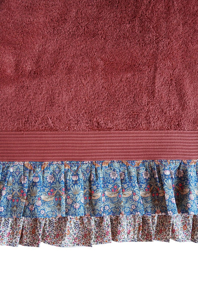 Ruffle Edge Towel made with Liberty Fabric STRAWBERRY THIEF & KATIE & MILLIE - Coco & Wolf