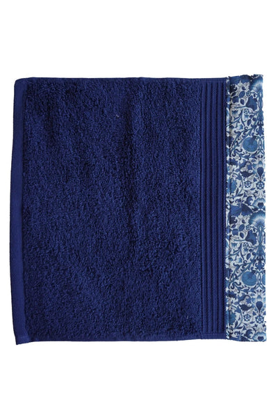 Border Edge Towel made with Liberty Fabric LODDEN NAVY - Coco & Wolf