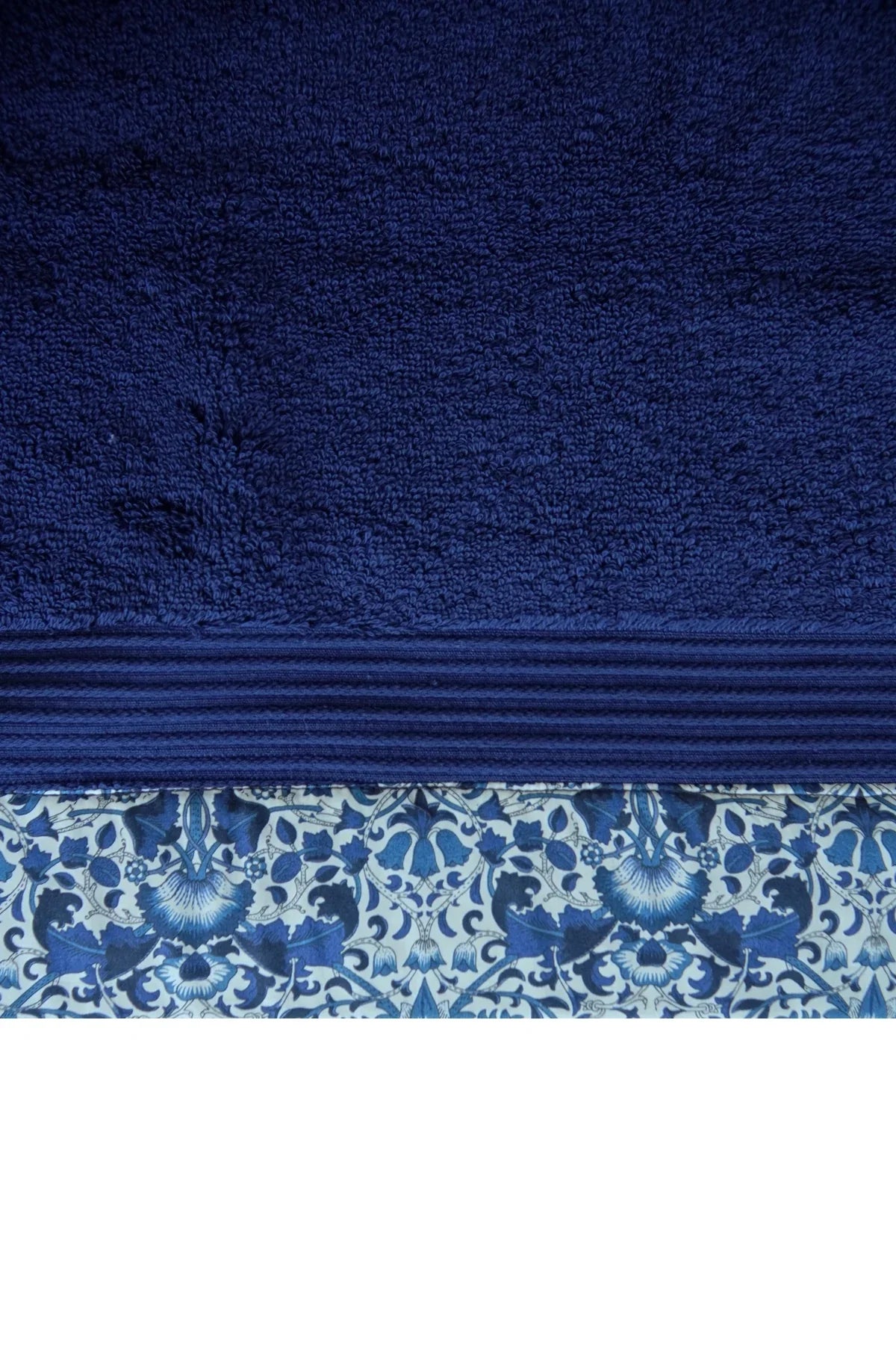 Border Edge Towel made with Liberty Fabric LODDEN NAVY - Coco & Wolf