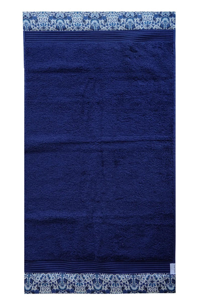 Border Edge Towel made with Liberty Fabric LODDEN NAVY - Coco & Wolf