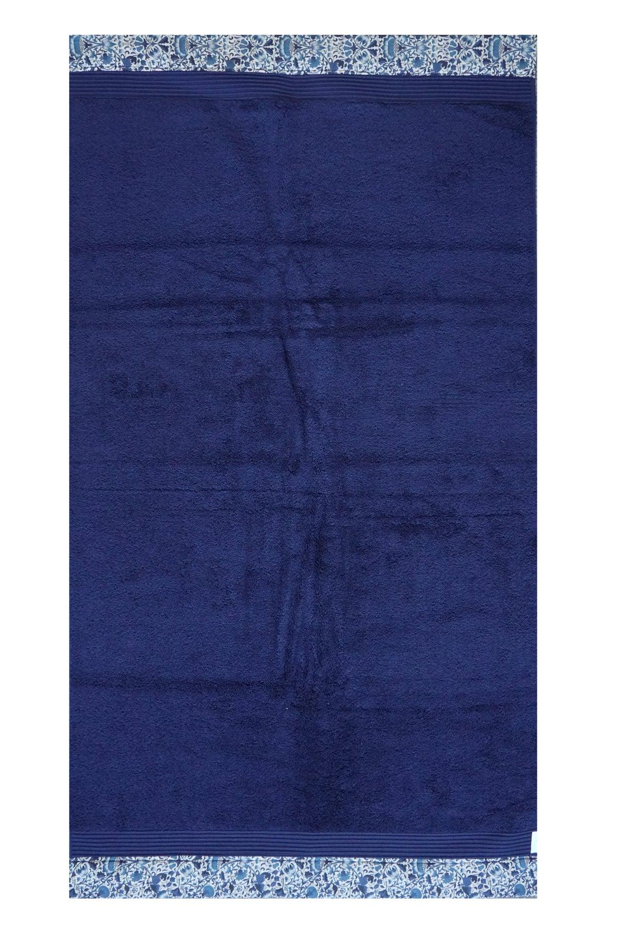 Border Edge Towel made with Liberty Fabric LODDEN NAVY - Coco & Wolf