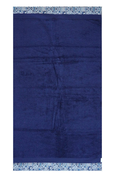 Border Edge Towel made with Liberty Fabric LODDEN NAVY - Coco & Wolf