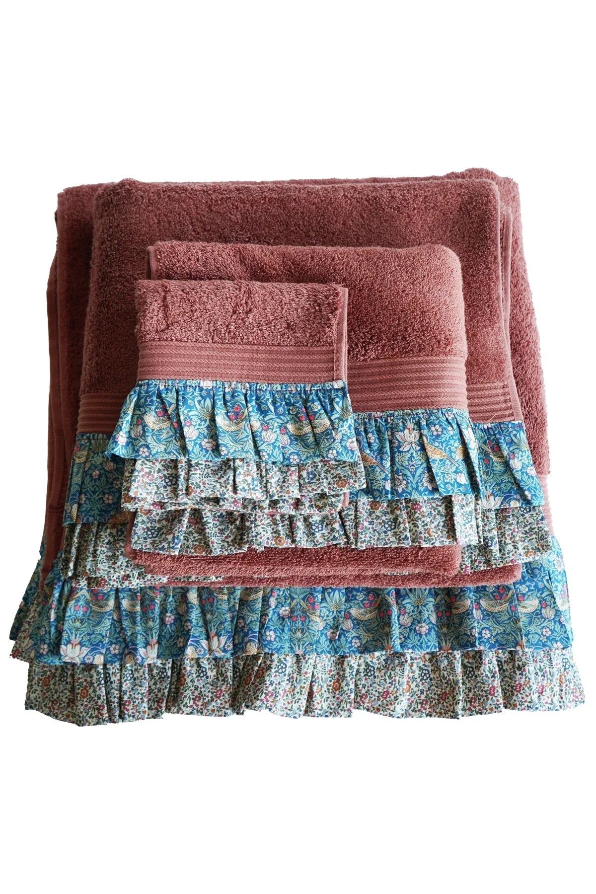 Ruffle Edge Towel made with Liberty Fabric STRAWBERRY THIEF & KATIE & MILLIE - Coco & Wolf