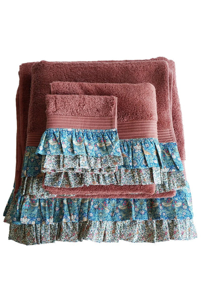 Ruffle Edge Towel made with Liberty Fabric STRAWBERRY THIEF & KATIE & MILLIE - Coco & Wolf
