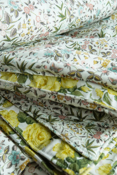 Reversible Stitch Border Bedspread made with Liberty Fabric TAPESTRY & CARLINE ROSE - Coco & Wolf