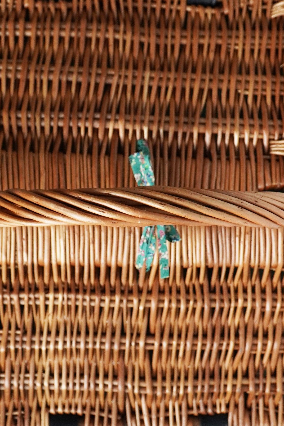 Rectangular Picnic Basket Hamper made with Liberty Fabric DONNA LEIGH GREEN - Coco & Wolf