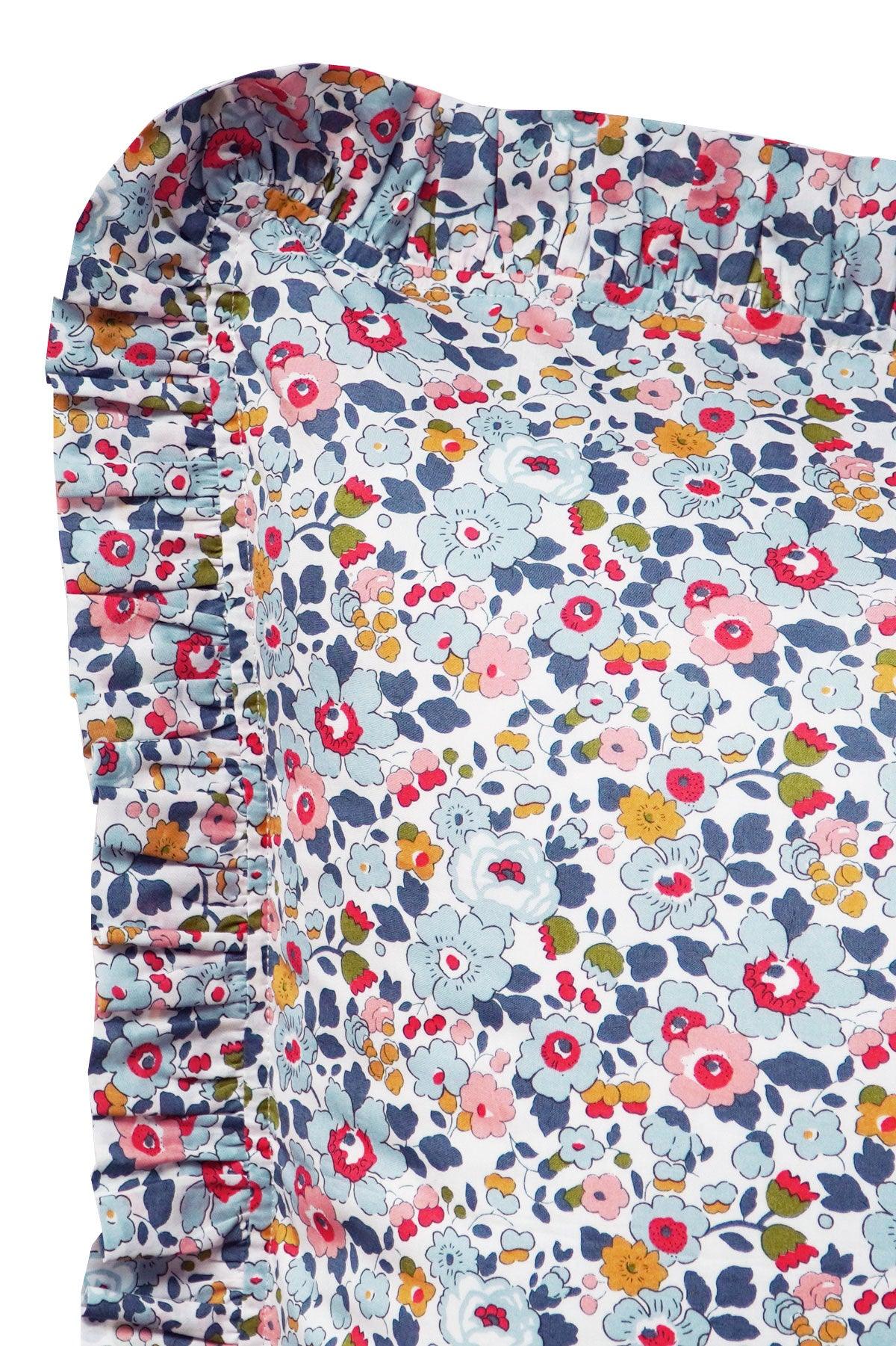 Frill Edge Pillowcase made with Liberty Fabric BETSY GREY - Coco & Wolf