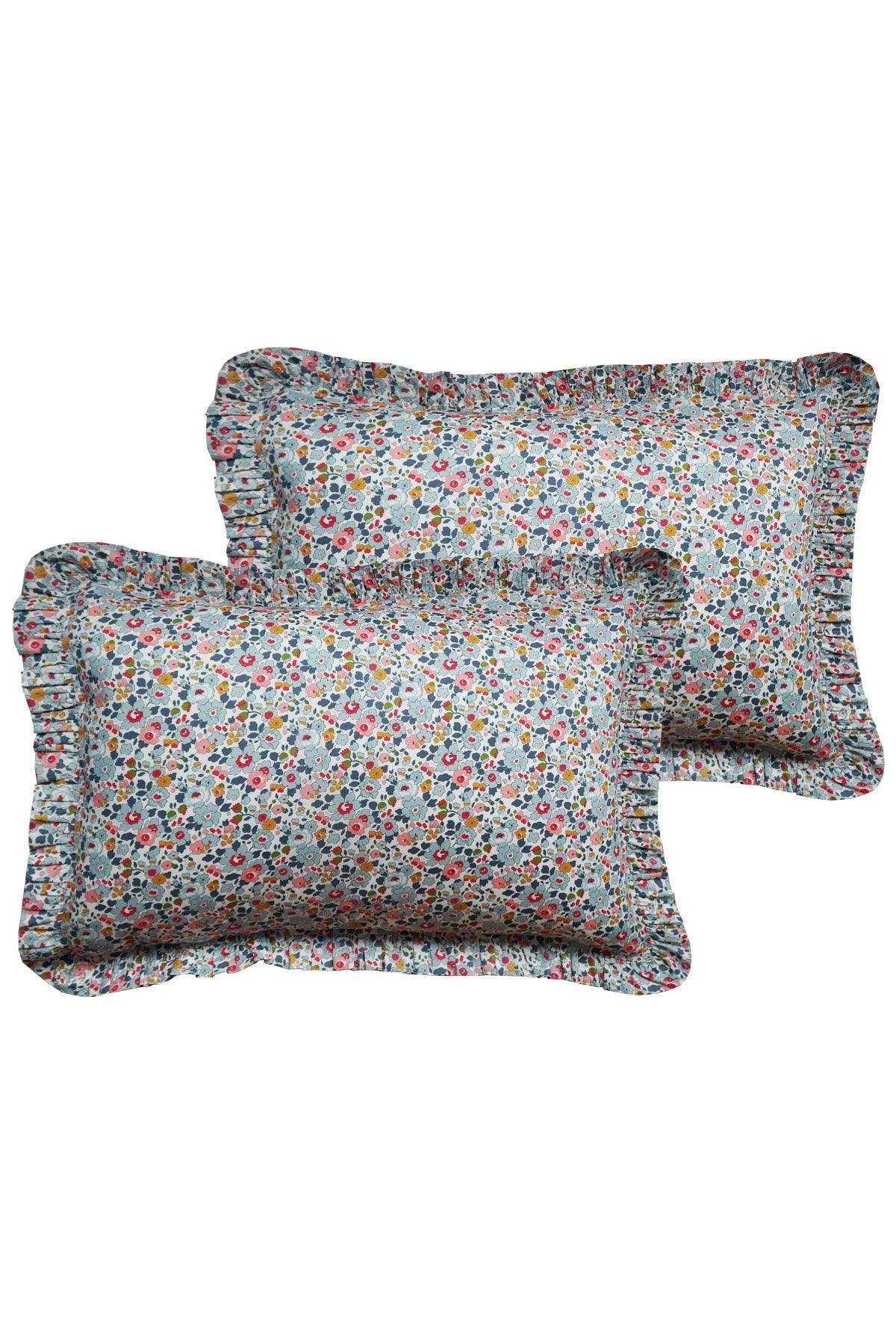 Frill Edge Pillowcase made with Liberty Fabric BETSY GREY - Coco & Wolf