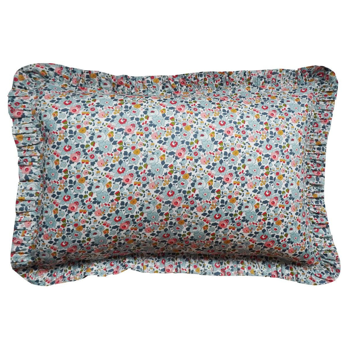 Frill Edge Pillowcase made with Liberty Fabric BETSY GREY - Coco & Wolf