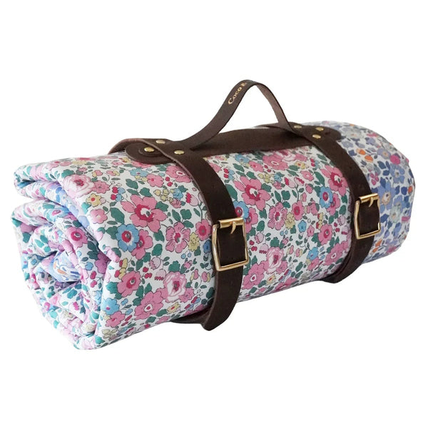 Picnic Blanket Made With Liberty Fabric Betsy Blossom Pink & Betsy Lavender
