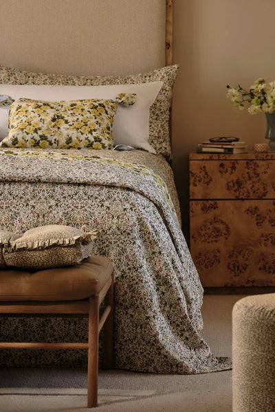 Reversible Stitch Border Bedspread made with Liberty Fabric TAPESTRY & CARLINE ROSE - Coco & Wolf