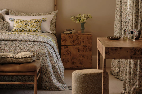 Reversible Stitch Border Bedspread made with Liberty Fabric TAPESTRY & CARLINE ROSE - Coco & Wolf