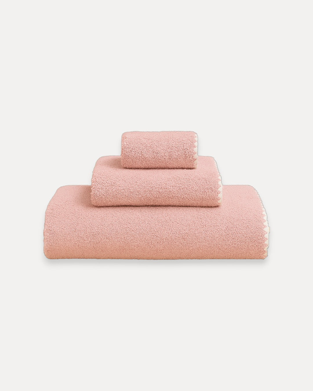 Pink and Natural Shell-Stitch Cotton Bath Towel