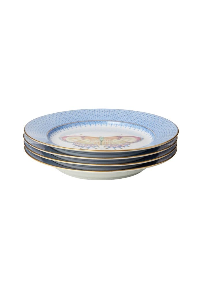 Cornflower Blue Lace Plate Butterfly Side/ Pudding Plate - Set of 4 - Casa by Josephine Jenno