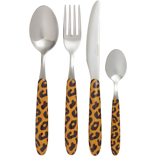 Cutlery Set of 4 Leopard