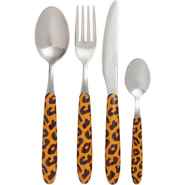 Cutlery Set of 4 Leopard