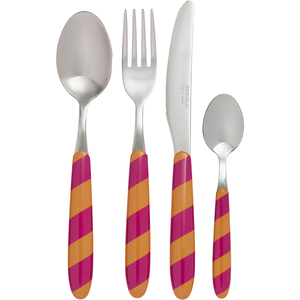Cutlery Set of 4 Stripes Ochre