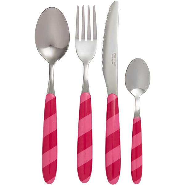 Cutlery Set of 4 Stripes Pink