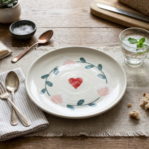 Ceramic Dessert Plates Amour Petal 7 Inches Set of 4 - Casa Amarosa