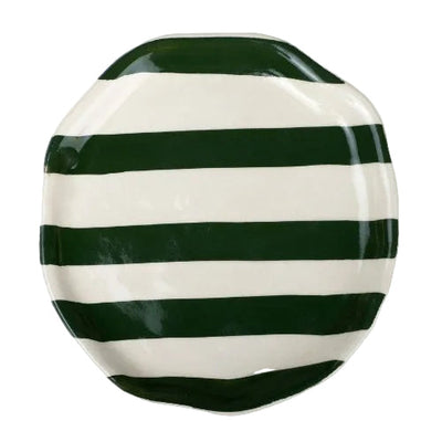 Ceramic Olive Green Stripe Plate 6.3 Inches Set of 4 - Casa Amarosa