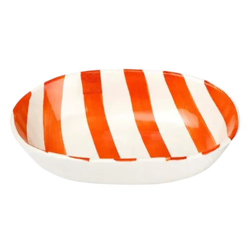 Ceramic Stripe Bowl Orange 7x5x2 Inches Set of 4 - Casa Amarosa