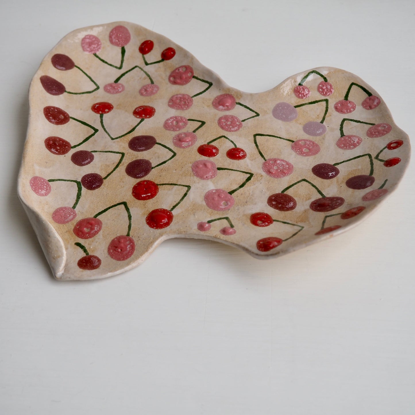 Handmade Ceramic Curvy Cherry Plate