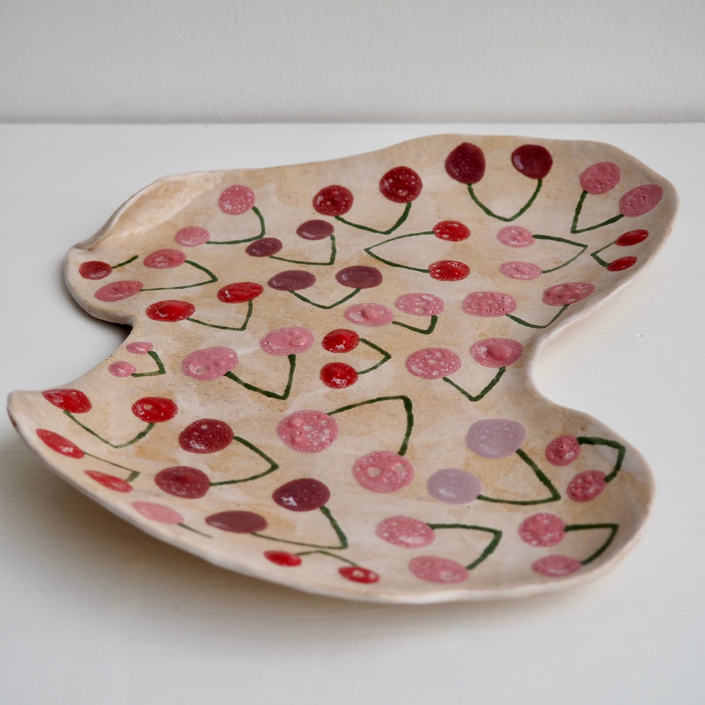 Handmade Ceramic Curvy Cherry Plate
