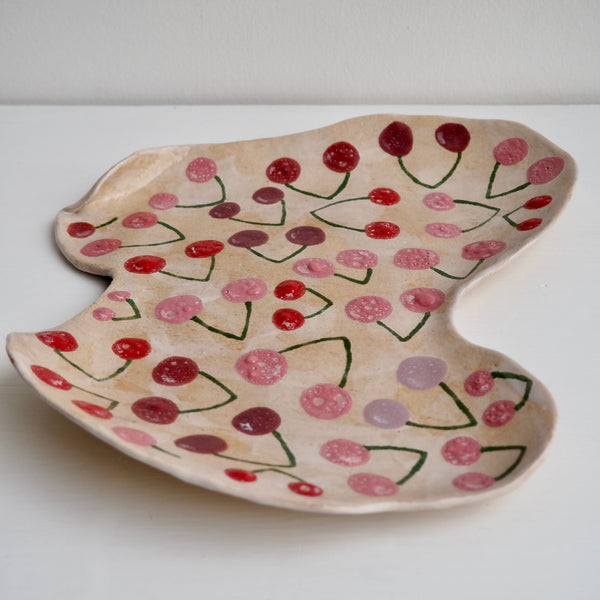 Handmade Ceramic Curvy Cherry Plate