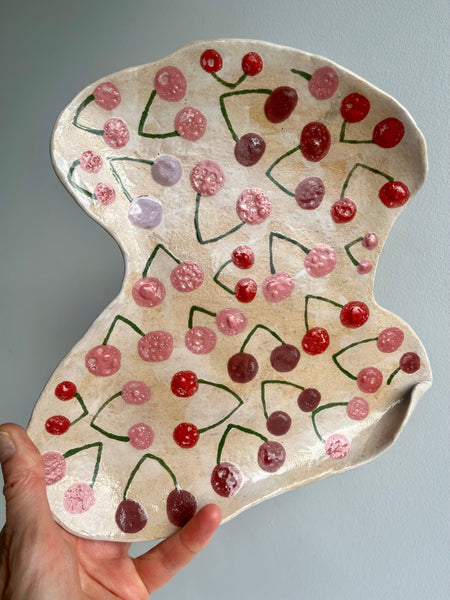 Handmade Ceramic Curvy Cherry Plate