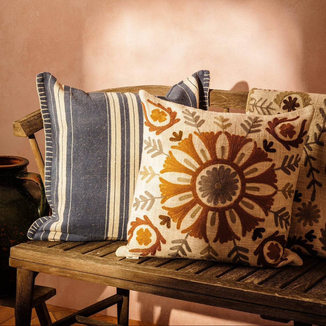 Margot Striped Cushion, Blue
