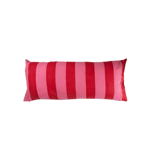 Poppy Raspberry Cabana Stripe Long Lumbar Cushion Cover