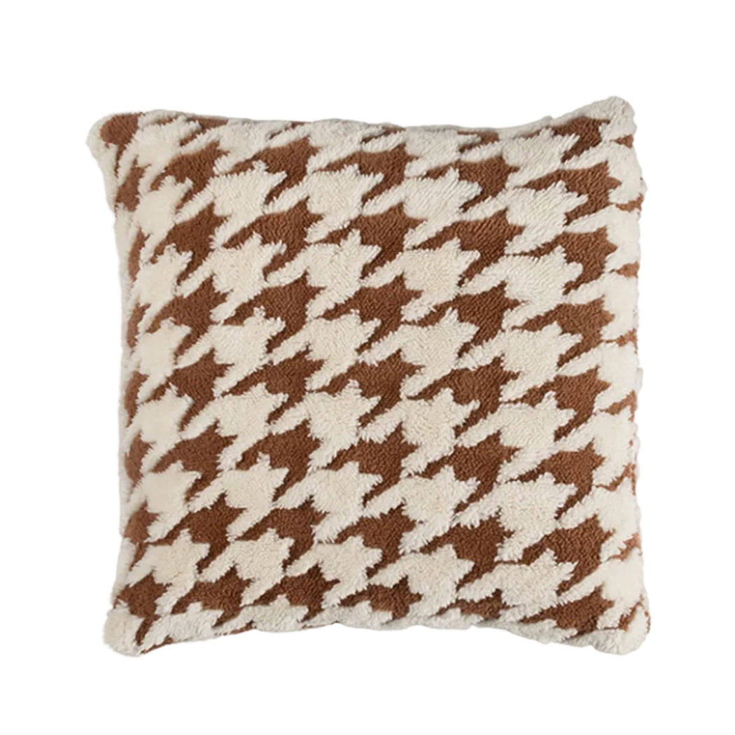 Valentina Houndstooth Cushion Cover - Brown