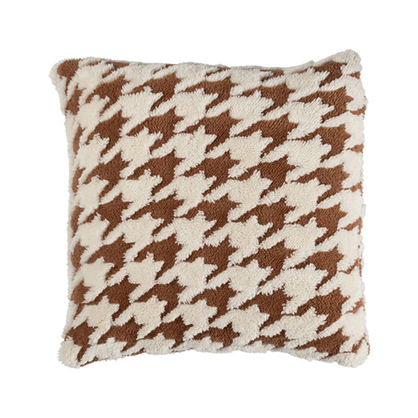 Valentina Houndstooth Cushion Cover - Brown