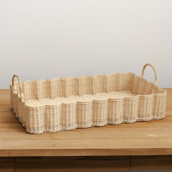Wave Rattan Tray, Big Natural