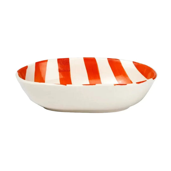 Ceramic Stripe Bowl Orange 7x5x2 Inches Set of 4 - Casa Amarosa