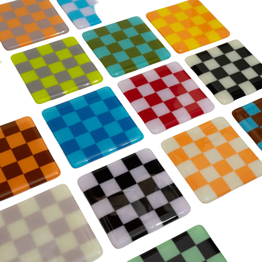10cm Chequered Dual Colour Coaster - Oceanside Collection