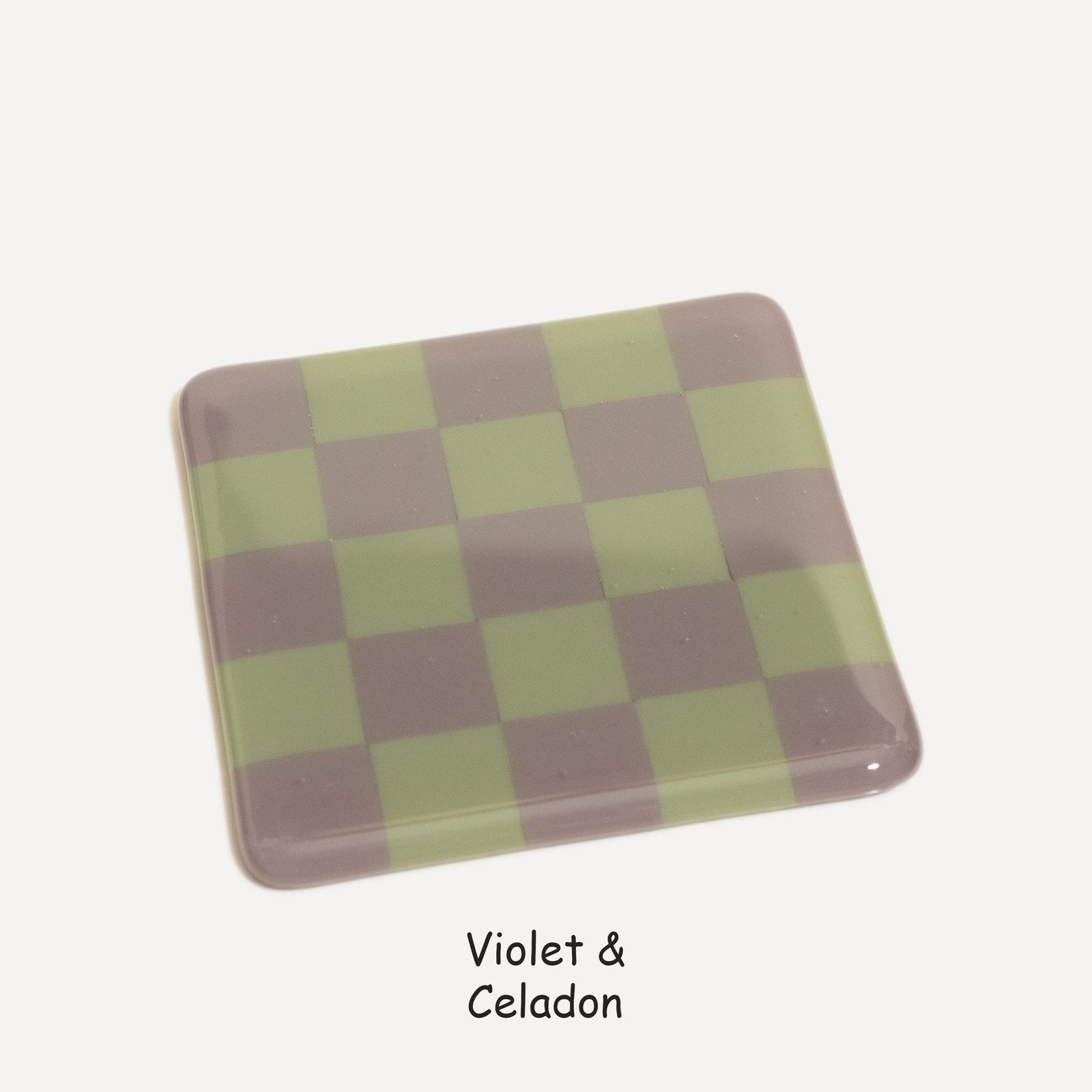 10cm Chequered Dual Colour Coaster - Oceanside Collection - Violet &amp; Celadon image