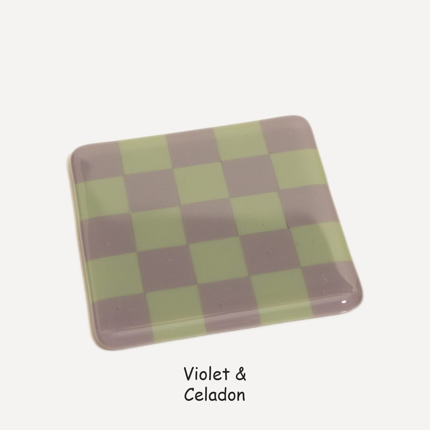 10cm Chequered Dual Colour Coaster - Oceanside Collection - Violet &amp; Celadon image