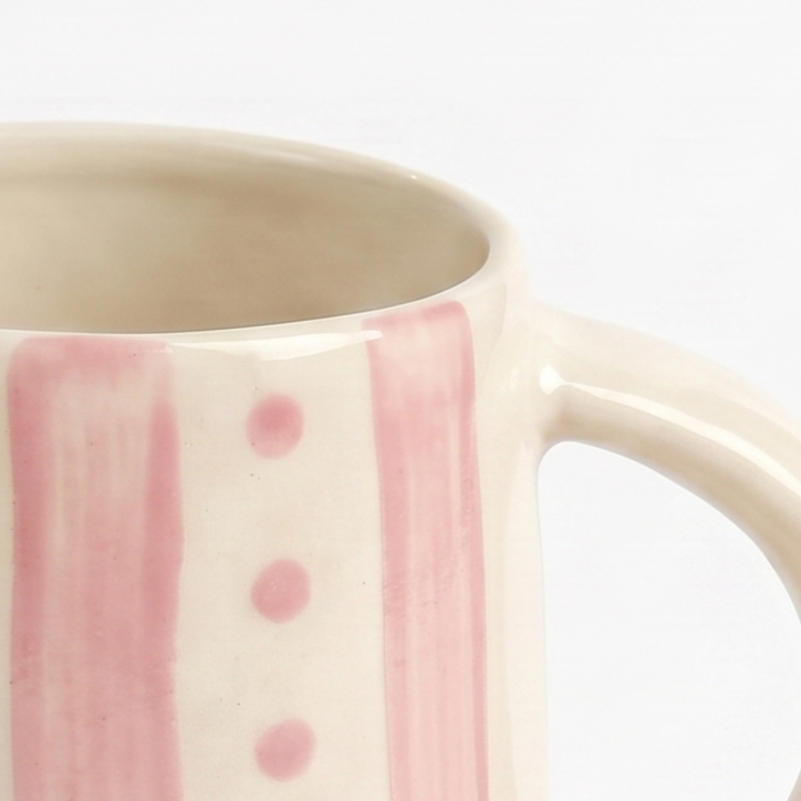 Pink Stripe & Dot Mug | 4 Inch | Set Of 2
