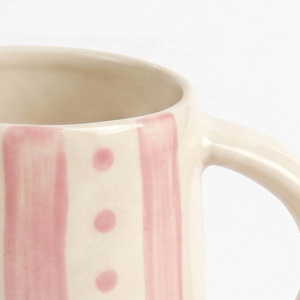 Pink Stripe & Dot Mug | 4 Inch | Set Of 2